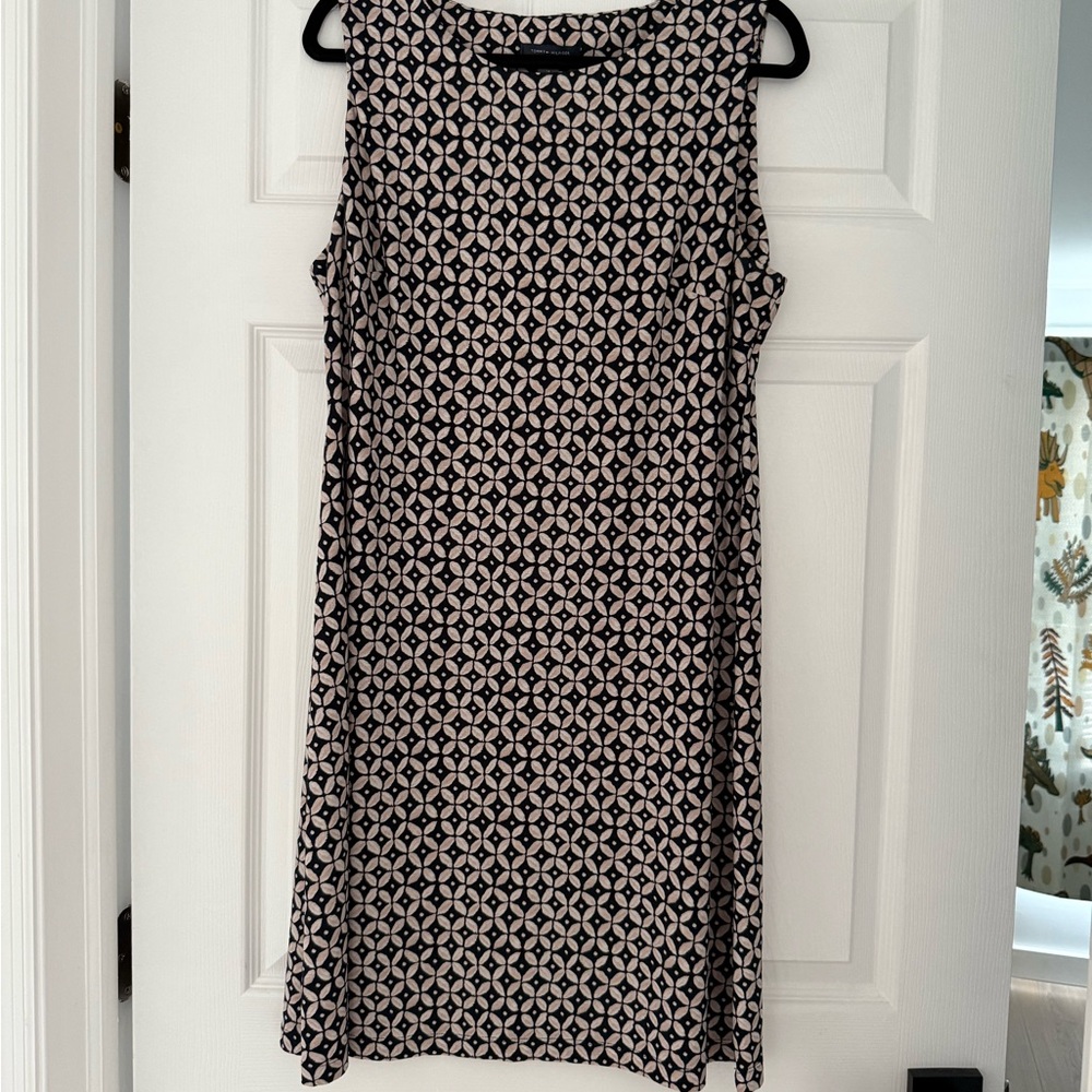Tommy Hilfiger Black and White Geometric Midi Dress